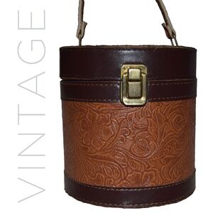 Vintage Western, Wooden & faux Leather Box Purse - Unique Horseshoe Design